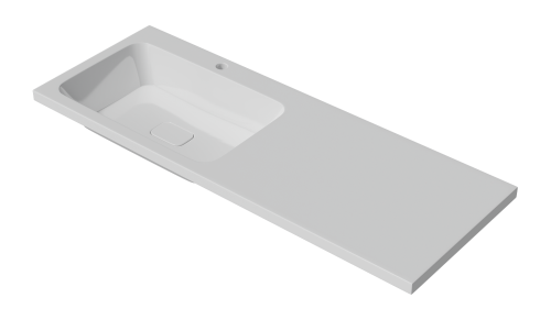 Раковина мебельная из литьевого мрамора Misty Kamilla 120 левая 4627173210027 120х48 над стиральной машиной цвет белый 1 отверстие под смеситель - фото 3