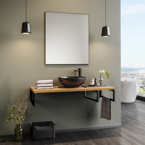 Консоль под раковину Orka Kestel 3001043 120х50х21 подвесная цвет коричневый/черный - фото 3