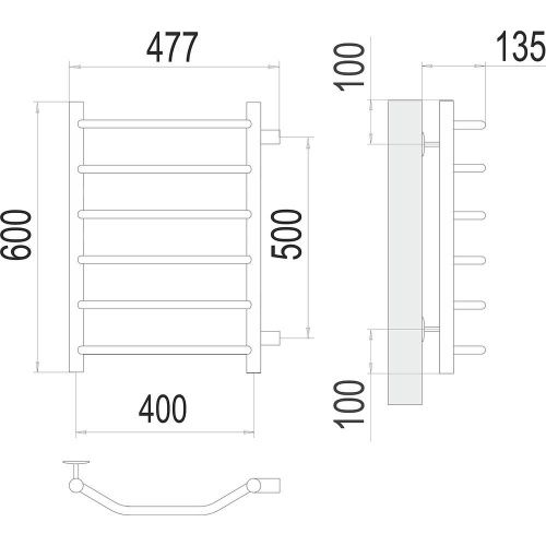 Полотенцесушитель Terminus 4670078530059 48х60 водяной хром - фото 3