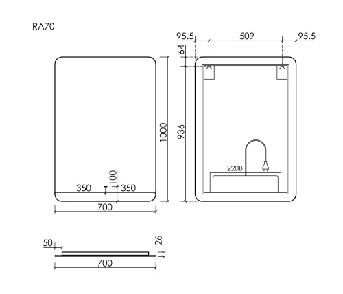 Зеркало в ванную Sancos Ray RA700 70х100 - фото 5