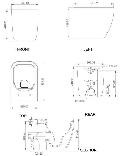Чаша унитаза приставная GSG Ceramic Design Brio BRWC01000P цвет белый без сиденья безободковая каскадный смыв - фото 2