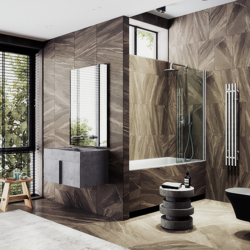 Душевая шторка на ванну Maybah Glass MGV-597-5 50х140 стекло прозрачное профиль хром матовый ориентация универсальная - фото 2