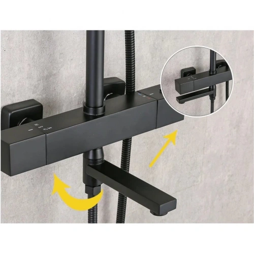 Душевая стойка Frap F24007-6 настенная цвет черный - фото 4