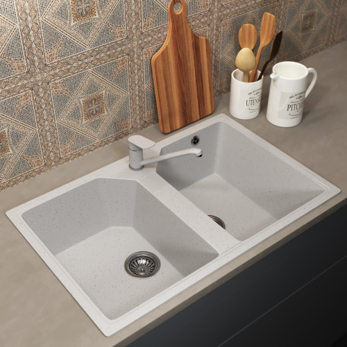 Кухонная мойка Uperwood ECON UPD-402 4010202112 77х49 цвет белый - фото 2