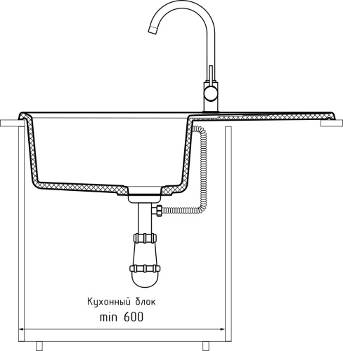 Кухонная мойка Granfest Level LV-860L графит 86х50 цвет графит поверхность матовая - фото 4