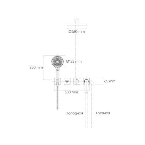 Душевая система Bronze de Luxe 3009CBG встраиваемая в стену цвет матовое золото - фото 3