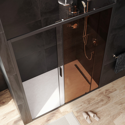 Душевая дверь Am.Pm Gem W90G-150-1-195BBr 150х195 стекло прозрачное профиль черный - фото 3