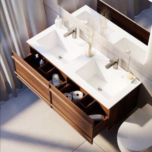 Тумба с раковиной+зеркало Art Decco Bridget (Бриджит) ABR12W22D2M0 120x45x40 подвесная цвет черный орех - фото 4