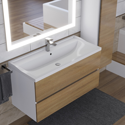 Раковина из литьевого мрамора Uperwood Family 293020631 100х45 полувстраиваемая цвет белый - фото 2