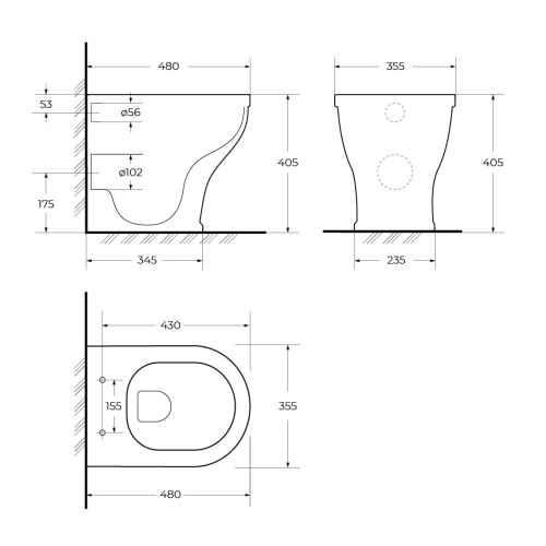 Чаша унитаза приставная Cezares GIUBILEO CZR-265-CBR цвет белый без сиденья безободковая каскадный смыв - фото 4