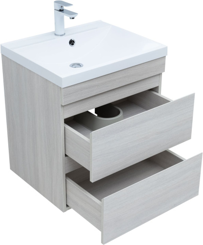 Тумба под раковину Aquanet Нота NEW 00334203 57х47х61 подвесная цвет светлое дерево - фото 2