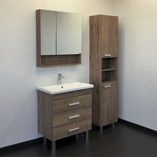 Тумба с раковиной Comforty Никосия 00-00008854CF 70х45х83 напольная цвет дуб темный - фото 5