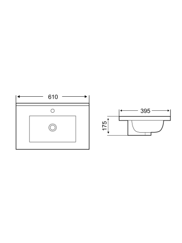Раковина из санфаянса WeltWasser WW SK 40 см 10000005583 встраиваемая цвет белый глянцевый 1 отверстие под смеситель - фото 2