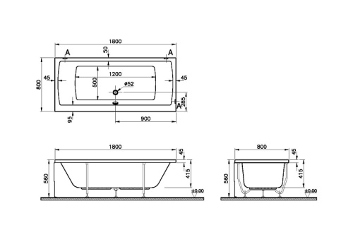 Ванна акриловая Vitra Neon 52540001000 180х80 пристенная прямоугольная без ножек - фото 3