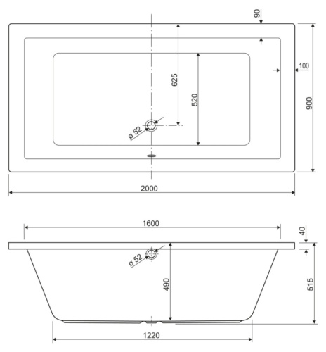 Ванна акриловая Cezares PLANE PLANE-200-90-49-W37 200х90 пристенная прямоугольная без каркаса - фото 3