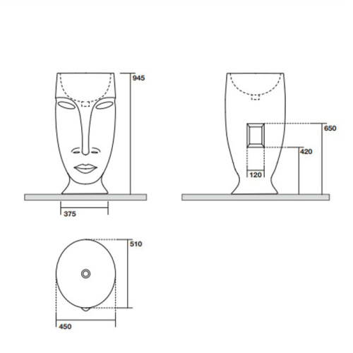 Раковина из сантехнического фарфора Kerasan Artwork 474086 45х51 напольная цвет белый/серебро без отверстий под смеситель - фото 2