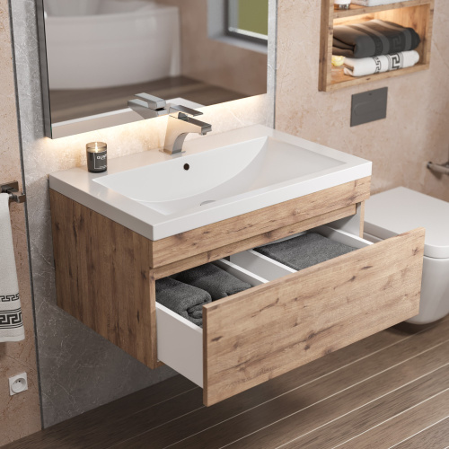 Тумба с раковиной Uperwood Eva 3930313471 74х48х35 цвет коричневый - фото 3