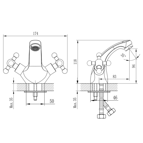 Смеситель Rossinka G G02-61 на раковину хром - фото 2
