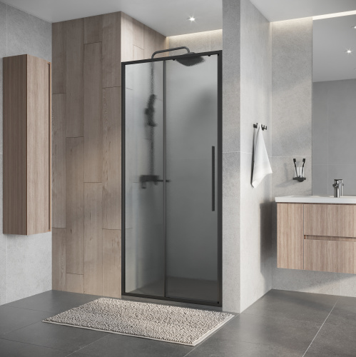 Душевая дверь Niagara Nova NG-34-L9CHGR 90х195 стекло шиншилла профиль графит матовый - фото 3