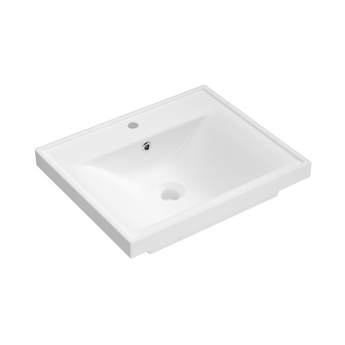 Раковина из сантехнического фарфора Wellsee FreeDom 151102000 55х46 подвесная цвет белый глянцевый 1 отверстие под смеситель - фото 2