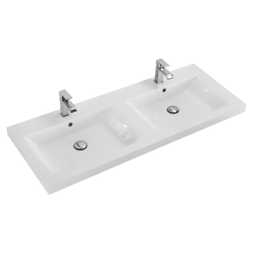 Раковина из искусственного камня Cezares ECO CZR-1200/480-2-LV-MR-ECO 120х48 подвесная цвет белый 2 отверстия под смеситель - фото 2