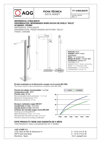 Смеситель AQG Bold 01BOL602CR напольный хром - фото 2
