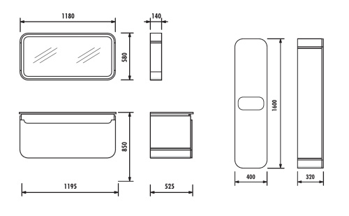 Шкаф-пенал Creavit Pion PN2160.02.BDM 40х32х160 подвесной цвет белый/коричневый - фото 2
