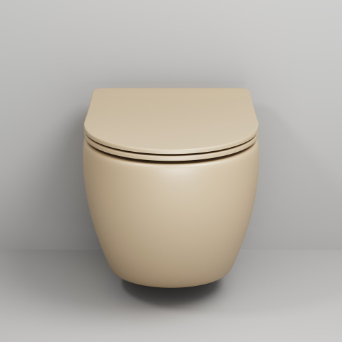 Унитаз подвесной Grossman Санфаянс GR-4455BEMS бежевый матовый с сиденьем микролифт безободковый каскадный смыв - фото 3