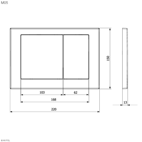 Клавиша смыва механическая KK POL M05 350/PBG/017-00-00 цвет брашированное золото - фото 2