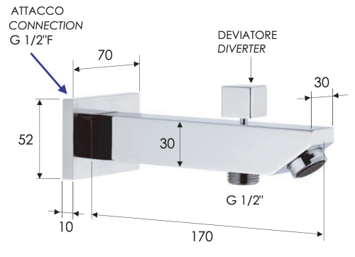 Излив Remer 91SD настенный хром - фото 2
