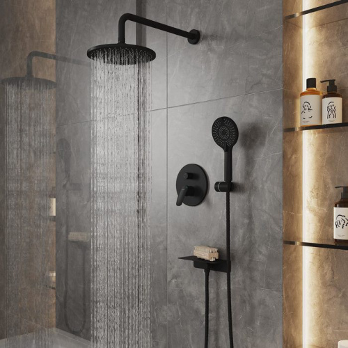 Душевая система Milardo Rora RORBL02M67 встраиваемая в стену цвет черный матовый - фото 3