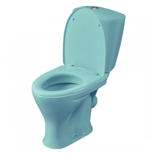 Унитаз-компакт напольный с бачком Santeri Версия 1P4015S0600BF голубой с сиденьем каскадный смыв - фото 4