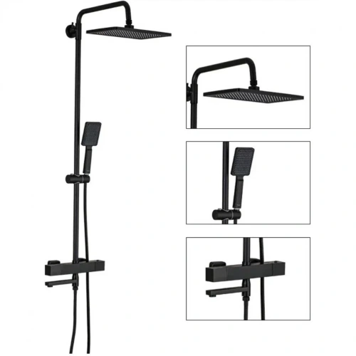 Душевая стойка Frap F24007-6 настенная цвет черный - фото 2