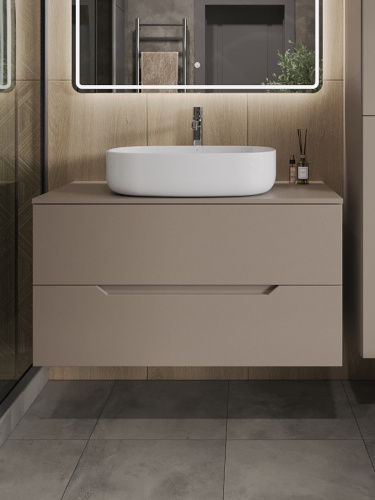 Тумба с раковиной Orange Line Li-100TuLMDF+B08-600W 101х46х69 - фото 3