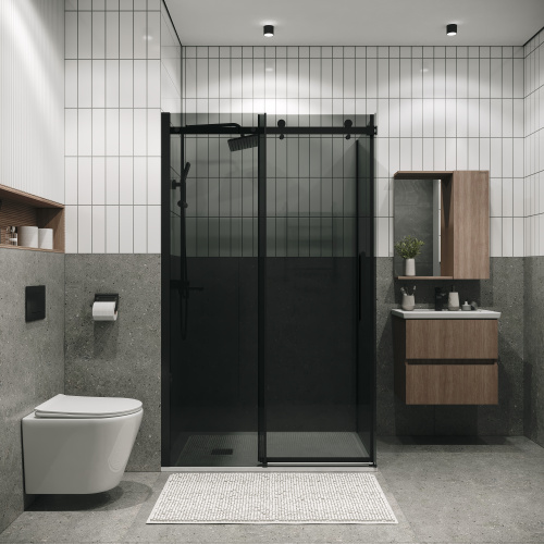 Душевая перегородка Grossman Classic 200.K33.04.70.21.10 70х195 стекло тонированное профиль черный матовый - фото 3