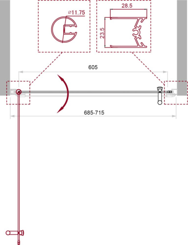 Душевая дверь BelBagno UNO UNO-B-1-70-CH-Cr 70х190 стекло шиншилла профиль хром глянцевый - фото 2