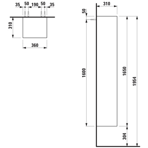 Шкаф-пенал Laufen Palomba 4.0675.2.180.220.1 36х31х165 цвет белый матовый - фото 2