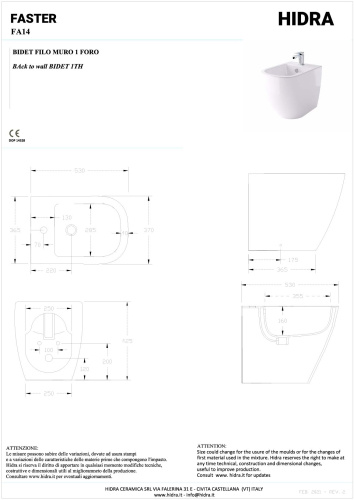 Биде Hidra Faster FA14/026 напольное - фото 2