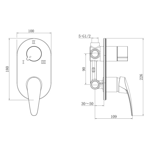 Смеситель для ванны и душа LeMark Linara LM0428C встраиваемый в стену хром - фото 2