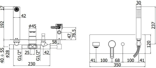 Смеситель для ванны с душем Paffoni Ringo RIN001CR встраиваемый в стену хром - фото 3