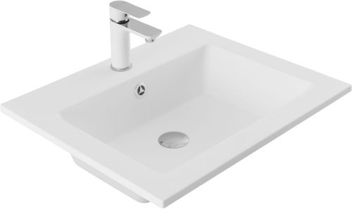 Раковина из литьевого мрамора Aquanet Электра 00326508 60х50 полувстраиваемая цвет белый 1 отверстие под смеситель - фото 5