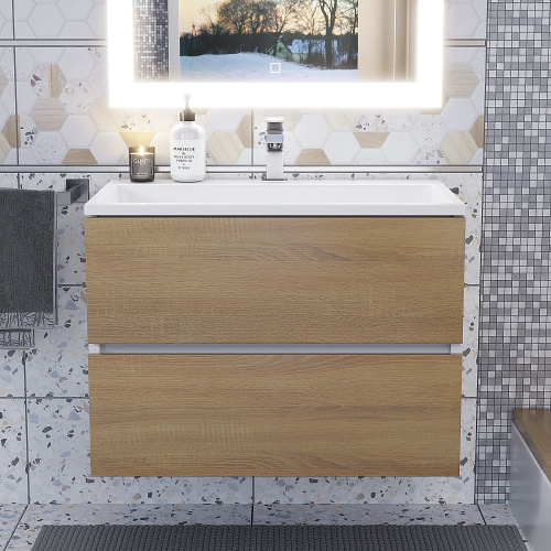 Тумба с раковиной Uperwood Barsa 293020546 70х45х57 цвет белый/дуб сонома - фото 5