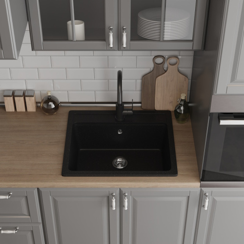 Кухонная мойка Teymi Helmi T120107 57х51 цвет черный поверхность матовая - фото 3