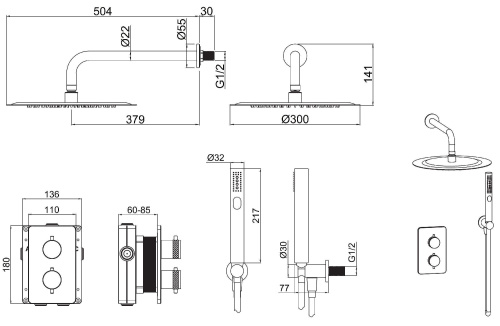 Душевая система Allen Brau Priority 5.31013-31 встраиваемая в стену цвет черный с термостатом - фото 2