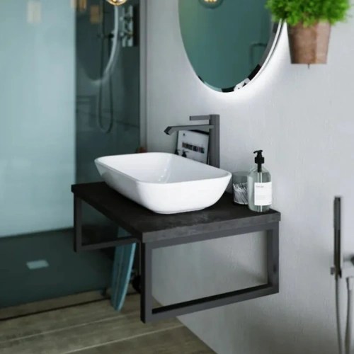 Столешница 1MarKa Grunge Loft У85836 80х48 накладная цвет бетон темно-серый - фото 3