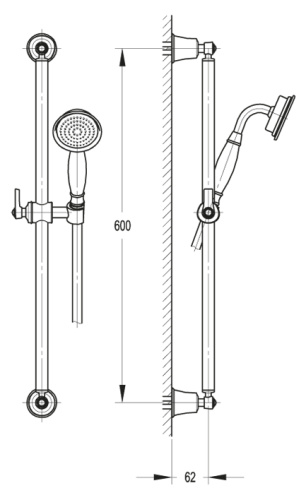 Душевой гарнитур Cezares LIBERTY LIBERTY-F-SD-01 настенный хром - фото 2