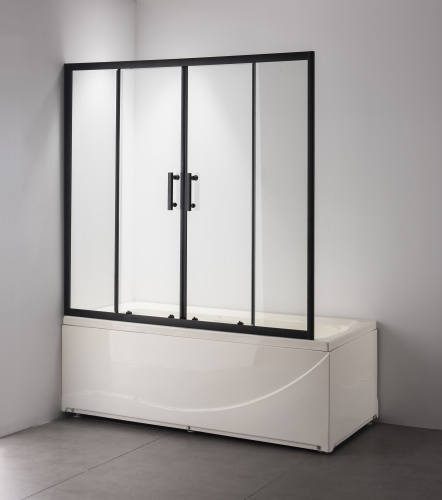 Душевая шторка на ванну Taliente TA-1714CB 170х140 стекло прозрачное профиль черный ориентация универсальная - фото 2