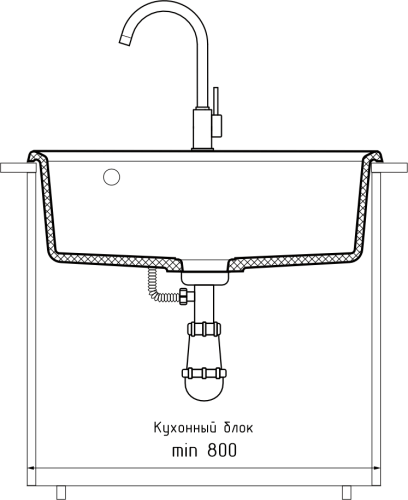 Кухонная мойка Granfest Level LV-660 черный 66х50 цвет черный поверхность матовая - фото 4