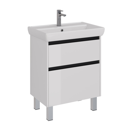 Тумба под раковину LeMark Combi LM03C70T-black 64х44х65 напольная/подвесная цвет белый/черный - фото 5
