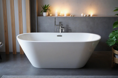 Ванна акриловая Cerutti SPA CT9903 160х75 отдельностоящая овальная с ножками - фото 2